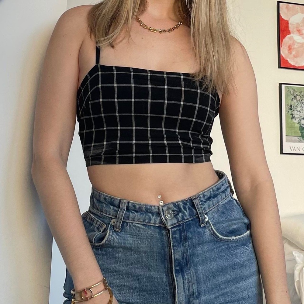 black and white checkered crop top